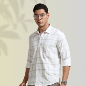 Ivory Grid Classic Shirt – Clean Lines, Refined Confidence