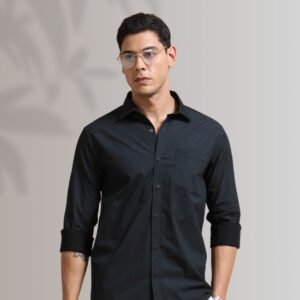 Charcoal Grid Shirt – Subtle Texture, Strong Presence