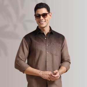 Dual-Tone Brown Textured Shirt – Distinctive & Refined