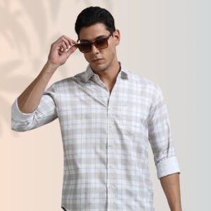 Classic Beige Check Shirt – Understated Sophistication