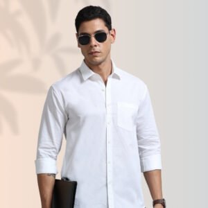 Classic White Solid Shirt – Timeless & Essential