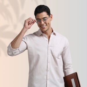 Blush Beige Solid Shirt – Soft Tone, Sharp Impression