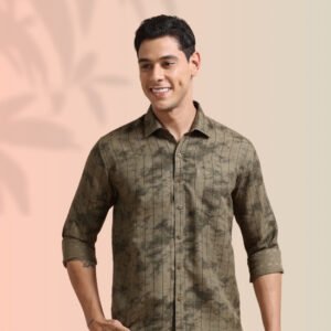 Olive Shadow Stripe Shirt – Modern Edge, Natural Charm
