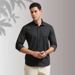 Charcoal Grid Shirt – Subtle Texture, Strong Presence