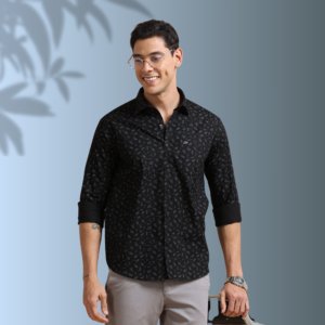 Midnight Leaf Print Shirt – Sharp. Stylish. Statement-Making.
