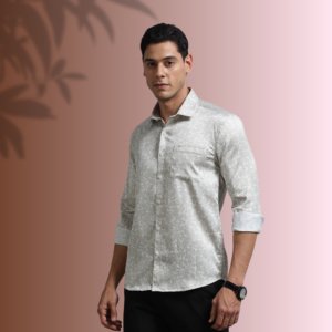 Sage Floral Classic Shirt – Understated Elegance Redefined