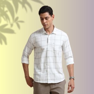 Ivory Grid Classic Shirt – Clean Lines, Refined Confidence