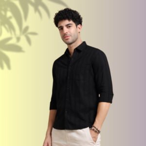 Jet Black Textured Shirt – Bold and Timeless