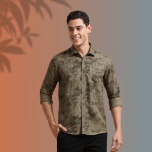Olive Shadow Stripe Shirt – Modern Edge, Natural Charm