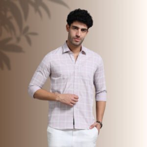 Dusty Rose Windowpane Shirt – Elegant and Contemporary