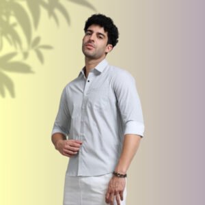 Light Grey Micro Check Shirt – Clean and Contemporary