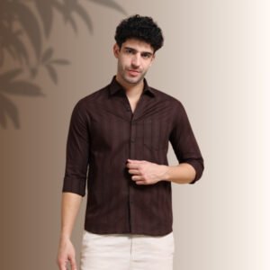 Espresso Brown Textured Shirt – Sophisticated Everyday Style