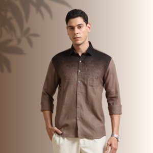 Dual-Tone Brown Textured Shirt – Distinctive and Refined