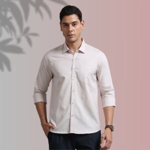 Blush Beige Solid Shirt – Soft Tone, Sharp Impression