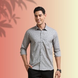 Stone Leaf Print Shirt – Modern Minimal with a Natural Edge