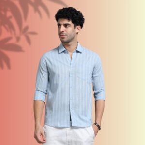 Sky Blue Textured Shirt – Fresh and Refined