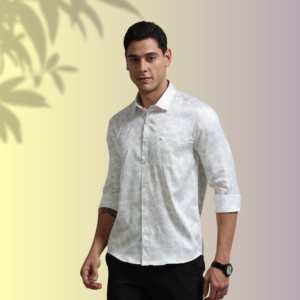 Ivory Luxe Pattern Shirt – Subtle Statement, Premium Finish