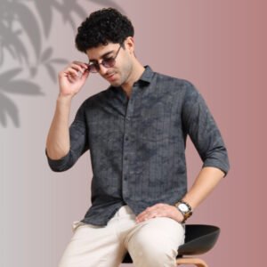 Charcoal Black Textured Shirt – Bold and Sophisticated