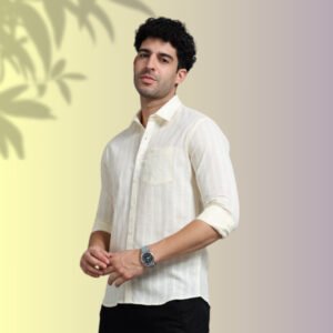 Ivory Cream Textured Shirt – Classic and Refined