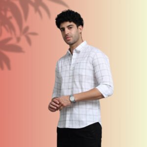 White Grey Windowpane Shirt – Clean and Modern