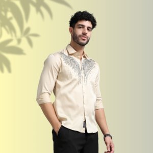 Champagne Embellished Shirt – Luxe Detail, Signature Style
